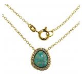 Beautiful Green Opal & White Topaz Necklace
