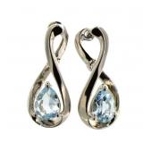 Genuine Pear Cut Blue Topaz Leverback Earrings