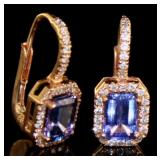 14kt Rose Gold 2.52 ct Tanzanite & Diamond Earring