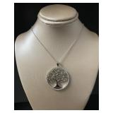Beautiful XLHalo White Topaz Tree of Life Necklace