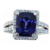 14Kt Gold 6.37 ct Oval Sapphire & Diamond Ring