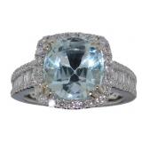14kt Gold 5.22 Aquamarine & Diamond Ring