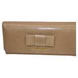 Miu Miu Beige Leather Bow Wallet With ID Holder