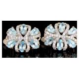 Genuine Swiss Blue & White Topaz Topaz Earrings