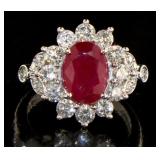 14kt Gold 3.21 ct Oval Ruby & Diamond Ring