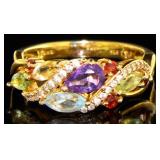 Genuine Gemstone & White Topaz Ring