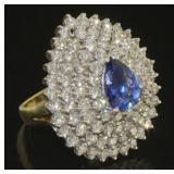 14kt Gold 5.19 ct Tanzanite & Diamond Ring