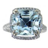 14kt Gold 7.95 ct Aquamarine & Diamond Ring