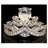 Brilliant Pear Cut White Topaz Crown Ring