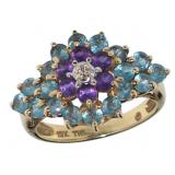 10kt Gold Amethyst & Blue Topaz Cocktail Ring