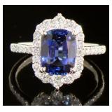 14K White Gold 3.25 ct Sapphire and Diamond Ring
