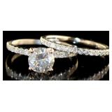 14kt Gold 1.58 ct Round Diamond Ring Set