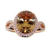 Brilliant Oval Morganite & White Topaz Ring