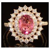 14K Rose Gold 2.33 ct Tourmaline & Diamond Ring