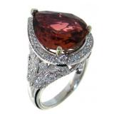 14kt Gold 11.49 ct Pear Tourmaline & Diamond Ring
