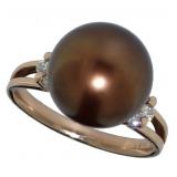 18kt Gold Large Chocolate Pearl & Diamond Ring
