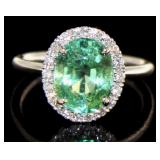 14kt Gold 3.72 ct Green Tourmaline & Diamond Ring