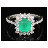 14kt White Gold 2.20 ct Emerald & Diamond Ring
