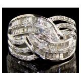 Brilliant 3/4 ct Baguette Diamond Cocktail Ring