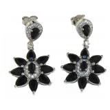 Natural 12.60 ct Sapphire & White Zircon Earrings