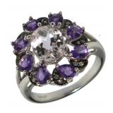 10kt Gold 4.50 ct Morganite & Amethyst Ring