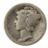 1921-D Mercury Silver Dime *KEY Date