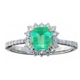 14kt Gold 1.52 ct Emerald & Diamond Ring