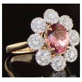 14Kt Rose Gold 2.35 ct Tourmaline and Diamond Ring