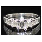 Platinum 1.00 ct Past Present Future Diamond Ring