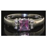 14kt Gold Princess Pink Sapphire & Diamond Ring