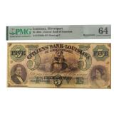 1860s Citizens Bank of Louisiana $5 Large Note