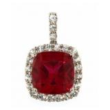 10kt Gold Cushion Cut 5.00 ct Ruby Pendant