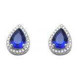 Pear Cut 2.20 ct Sapphire & White Topaz Earrings