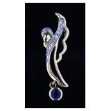 10kt Gold Antique Style Sapphire & Diamond Pendant