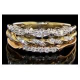 10kt Rose Yellow & White Gold Diamond Stack Ring