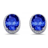 Oval 4.15 ct Sapphire Designer Earrings