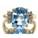 10kt Gold 4.34 ct Blue Topaz & Diamond Ring