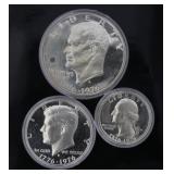 1976 Bicentennial 3 pc Silver Set