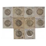 Mixed Date: Walking Liberty Silver Half Dollar