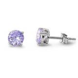 Round 2.20 ct Lavender Solitaire Stud Earrings