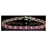 Princess Cut 15.50 ct Pink & White Topaz Bracelet