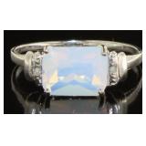 Natural White Opal & Diamond Ring