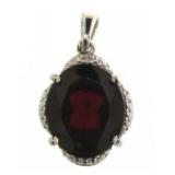 Natural Oval 5.11 ct Garnet & Diamond Pendant