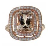 Genuine 2.70 ct Morganite & Diamond Ring