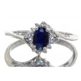 Natural Oval Antique Style Sapphire & Diamond Ring