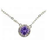 Halo Amethyst & White Topaz Designer Necklace