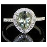 Natural 1.86 ct Green Amethyst & Diamond Ring