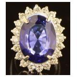 14kt White Gold 20.79 ct Sapphire & Diamond Ring