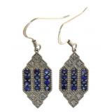 Genuine Sapphire & Diamond Dangle Earrings