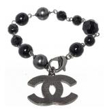 Chanel Beaded CC Black Bracelet